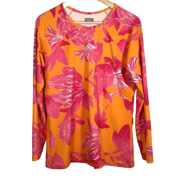 Athleta Top Size XLT XL Tall Long Sleeve Swim Rash Guard Vibrant Floral Print - Picture 1 of 7